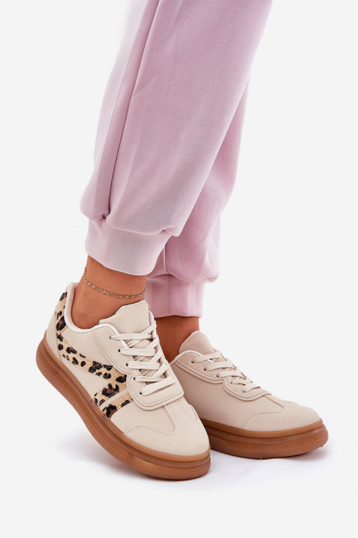 Damen-Sneaker mit Plattform und Leopardenmuster in sand Totter