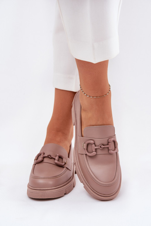 Damen-Mokassins mit dekorativen Details in khaki Kunstleder Seftass