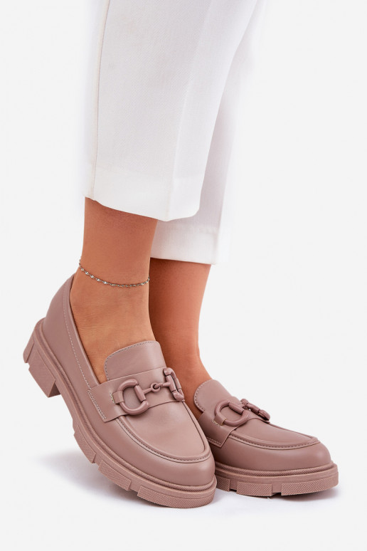 Damen-Mokassins mit dekorativen Details in khaki Kunstleder Seftass