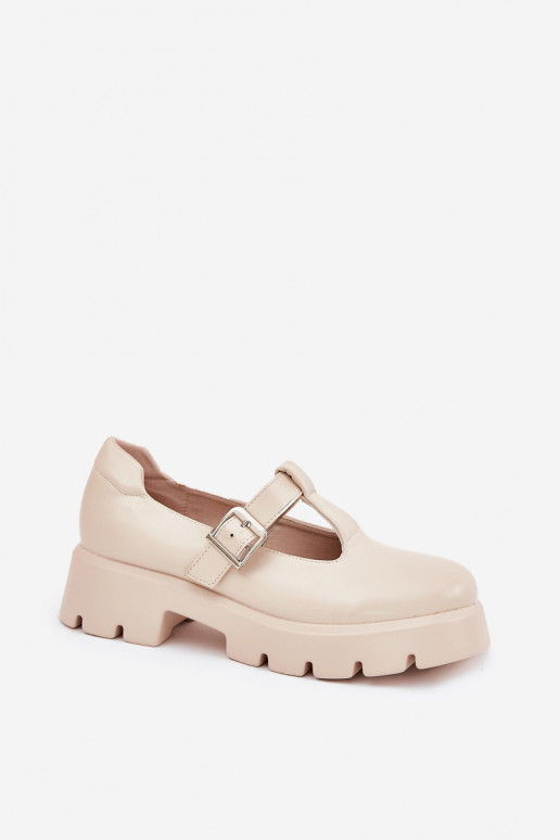 Damen Schuhe mit Schnallen auf Plattform in Sand Venda