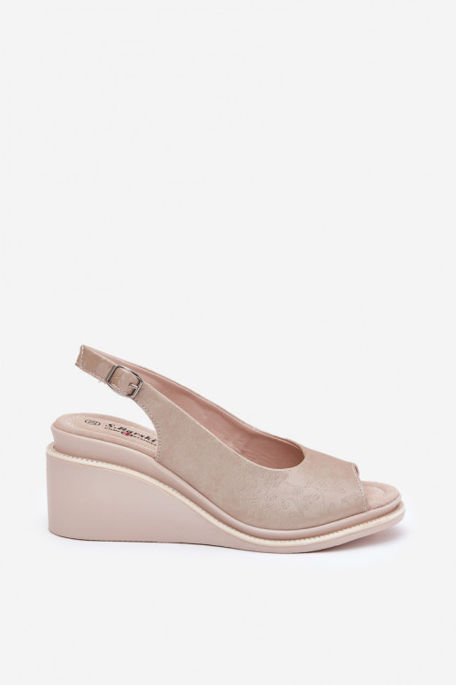 Ledersandalen für Damen mit Plattform in Gold S.Barski LR51-539