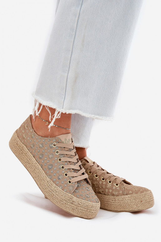 gemusterte Freizeitschuhe mit Plattform in Khaki Lee Cooper LCIN-25-08-3646L