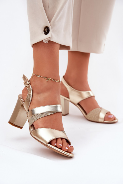 Damen Sandalen mit hohen Absätzen in Gold Sergio Leone SK866