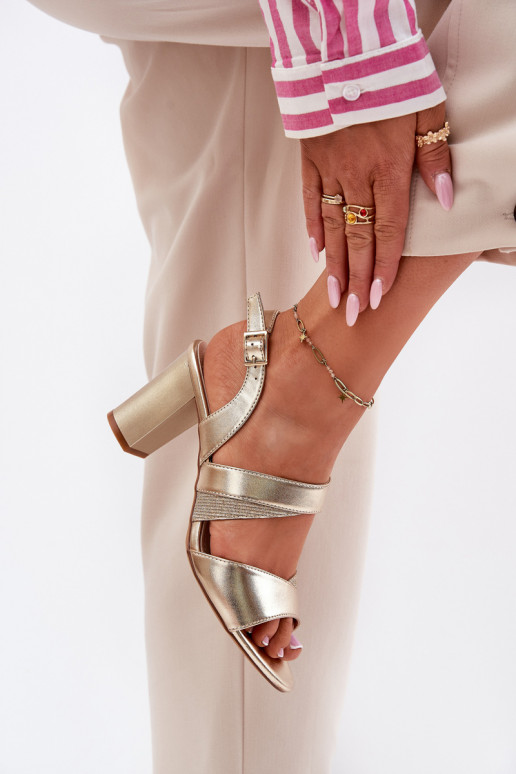 Damen Sandalen mit hohen Absätzen in Gold Sergio Leone SK866