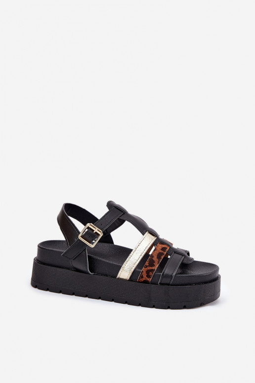 Damen-Sandalen mit Riemen auf der Plattform in schwarz Gallari