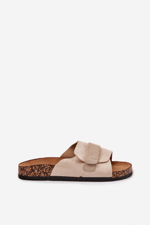 Damen-Platformsandalen mit Klebeverschluss in Sandfarbe Baylin