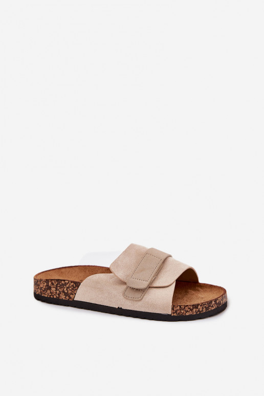 Damen-Platformsandalen mit Klebeverschluss in Sandfarbe Baylin