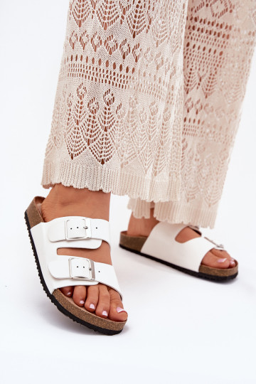 Damen-Platformsandalen mit Schnallen in weiß Evisolla