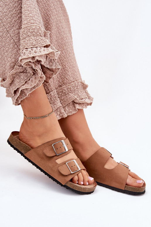 Damen-Platformsandalen mit Schnallen in braun Evisolla