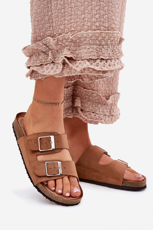 Damen-Platformsandalen mit Schnallen in braun Evisolla