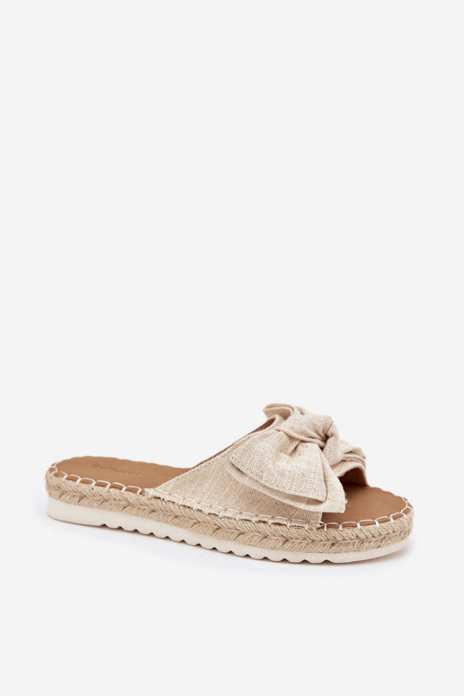 Damen-Platformsandalen mit Geflecht und Schleife in Sandfarbe Alpireda