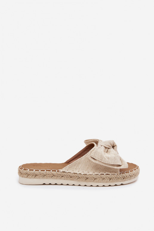 Damen-Platformsandalen mit Geflecht und Schleife in Sandfarbe Alpireda