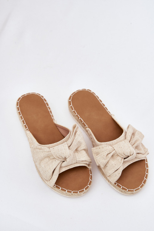 Damen-Platformsandalen mit Geflecht und Schleife in Sandfarbe Alpireda