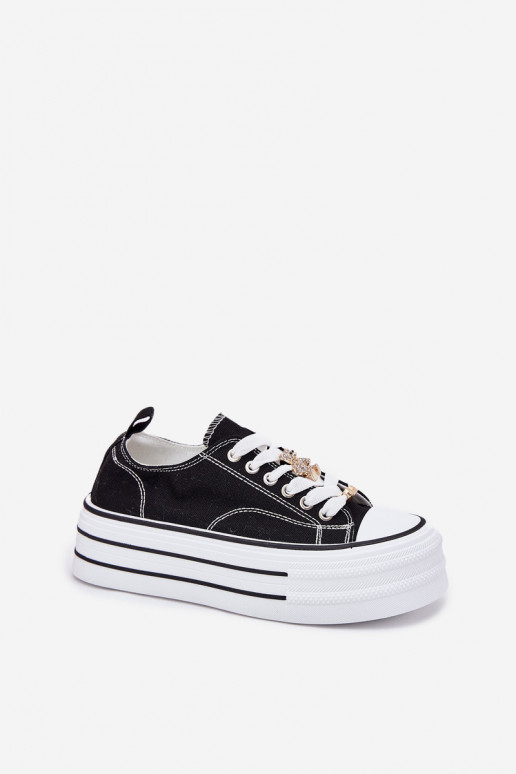 Freizeitschuhe mit Plattform in Gold und Schwarz Fiorina