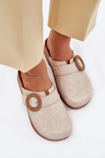 Damen-Clogs mit Schnallen in Sandfarbe Inblu TF000001