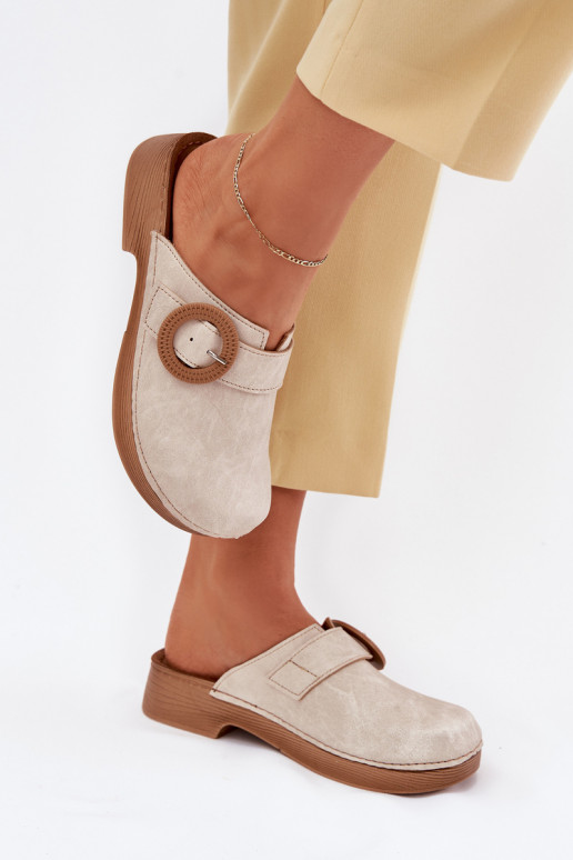 Damen-Clogs mit Schnallen in Sandfarbe Inblu TF000001