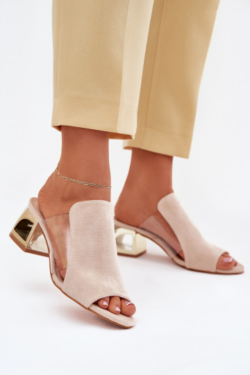 Damen-Pantoletten in Gold und Elfenbein Tessira
