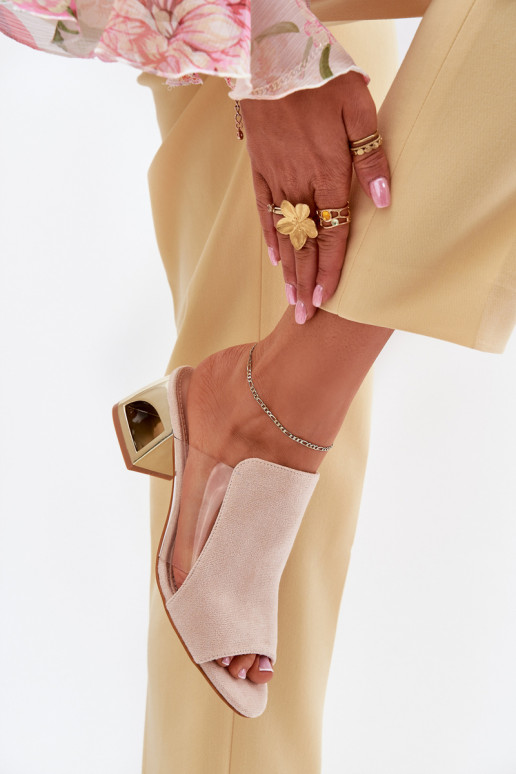 Damen-Pantoletten in Gold und Elfenbein Tessira