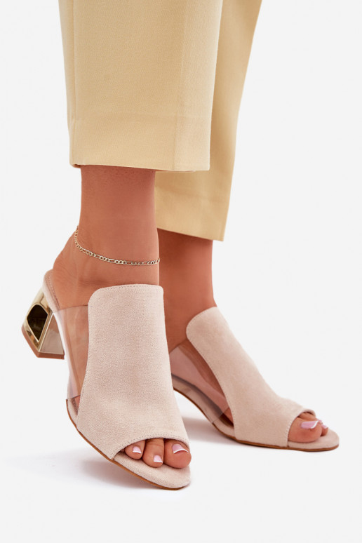 Damen-Pantoletten in Gold und Elfenbein Tessira