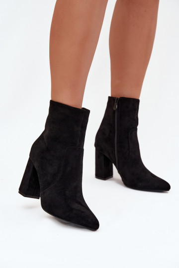 Wärmende Damen-Stiefeletten aus Kunstveloursleder, schwarz Pralina 2