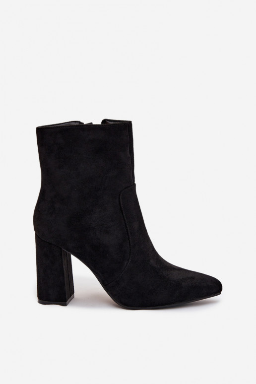 Wärmende Damen-Stiefeletten aus Kunstveloursleder, schwarz Pralina