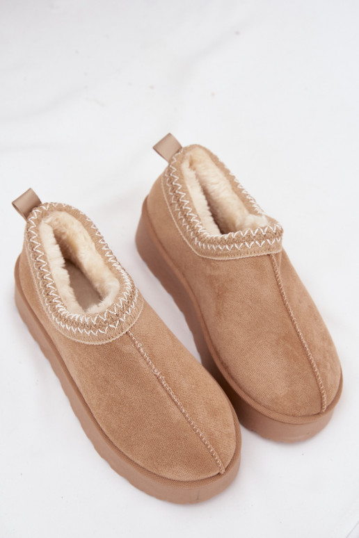 Niedrige Schneestiefel in Sandfarbe mit bestickten Blumen und Plattform Taliah