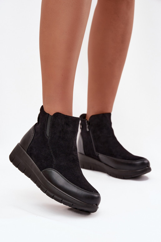 Wärmende Damen-Stiefeletten mit Fell innen, schwarz Breena