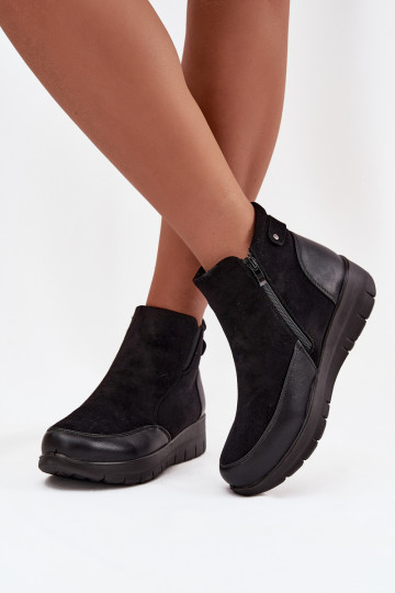 Wärmende Damen-Stiefeletten mit Fell innen, schwarz Breena 2