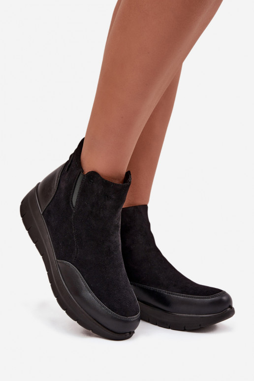 Wärmende Damen-Stiefeletten mit Fell innen, schwarz Breena