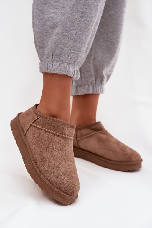 Braune Damen-Schneestiefel mit Innenisolierung aus Fell Serenne