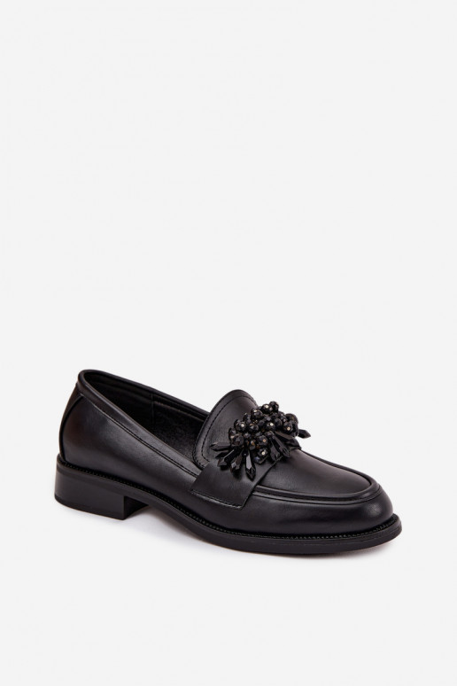 Schwarze Damenmokassins mit Ornamenten Murelle