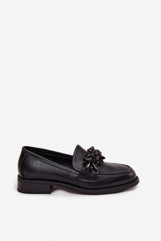 Schwarze Damenmokassins mit Ornamenten Murelle