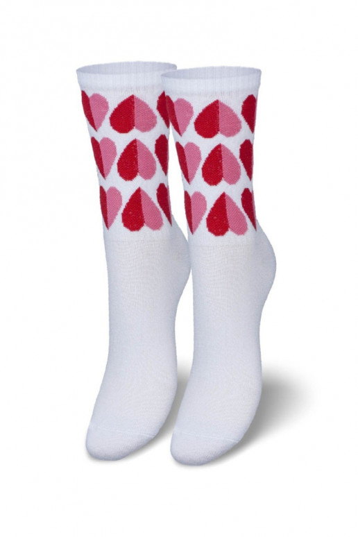 Damen-Socken mit Herzen in weißer Farbe