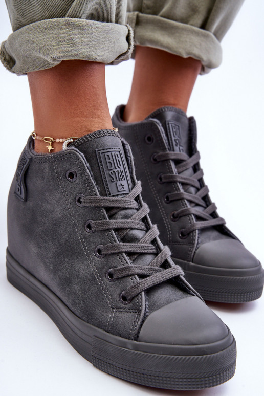 Freizeitschuhe aus Kunstleder mit Plattform in Grau Big Star MM274005