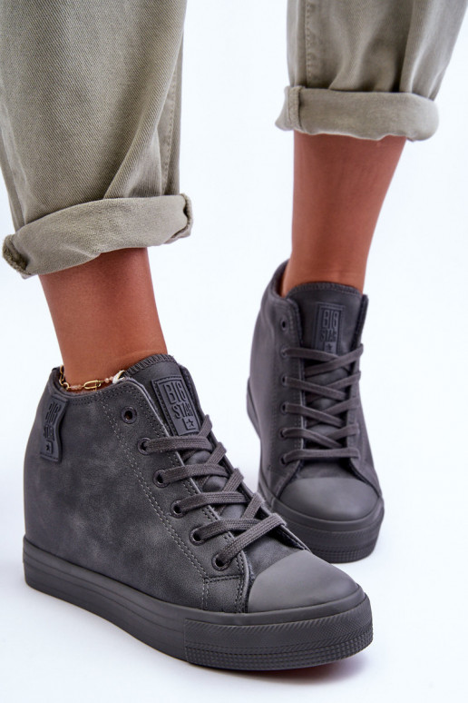 Freizeitschuhe aus Kunstleder mit Plattform in Grau Big Star MM274005