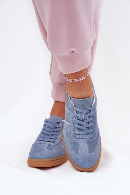 Blaue Damensneaker aus Veloursleder Paliana