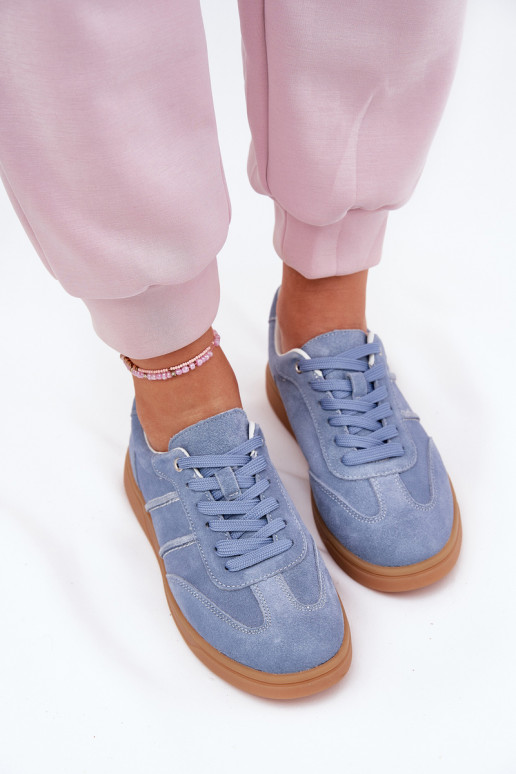 Blaue Damensneaker aus Veloursleder Paliana