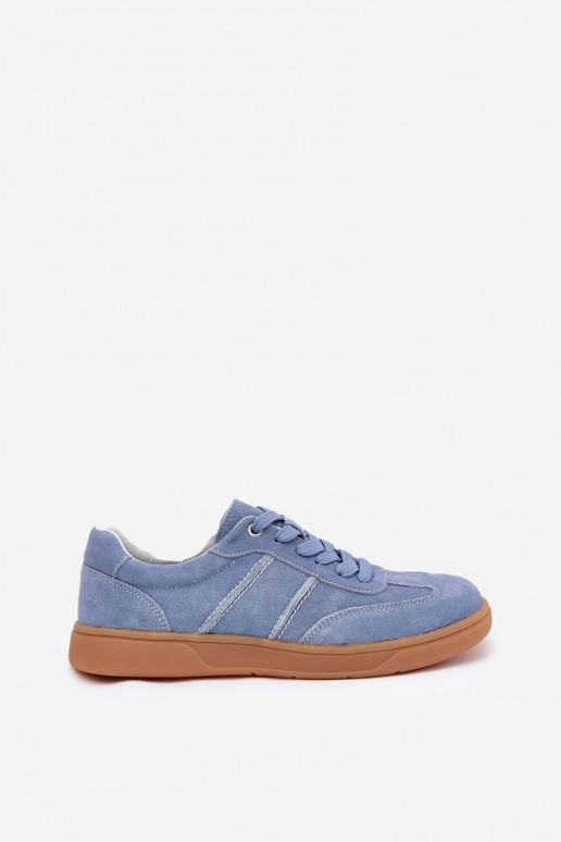 Blaue Damensneaker aus Veloursleder Paliana