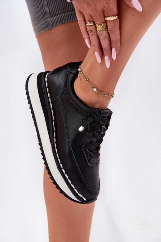 Schwarze Damensneaker aus Leder mit Plattform Big Star RR274A335