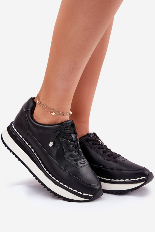 Schwarze Damensneaker aus Leder mit Plattform Big Star RR274A335