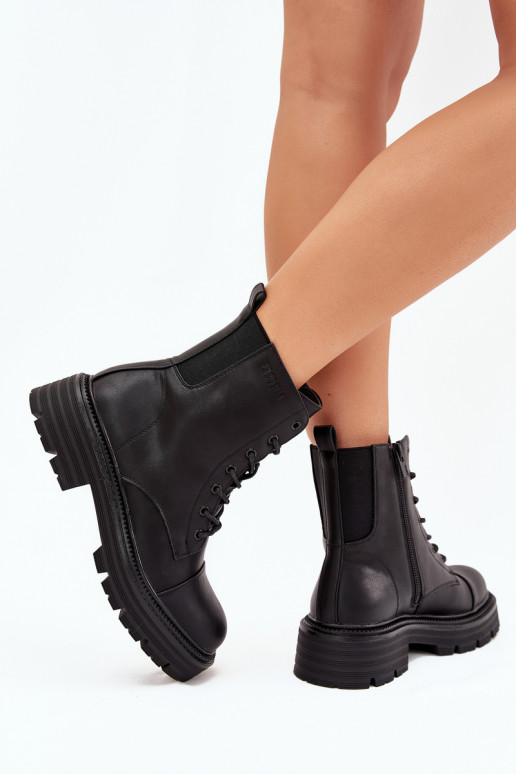 Wärmende Damen-Arbeitsstiefeletten Big Star OO274140 in Schwarz