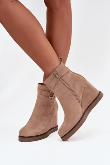 Damenstiefel mit einer Plattform Mit Dekorationen Detalem Beige Es mussrivana 2