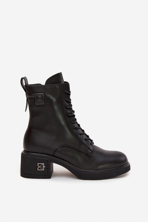 Wärmende Damen-Stiefeletten aus Naturleder Vinceza 66819 in Schwarz