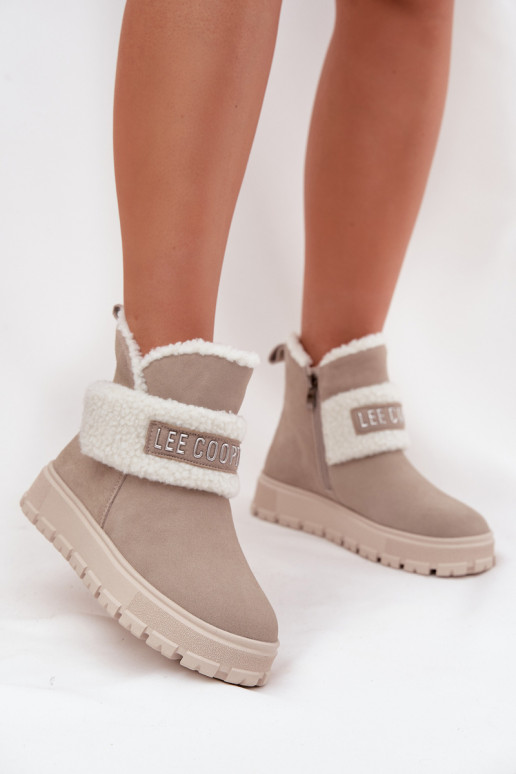 Damen-Schneestiefel aus Naturveloursleder mit Isolierung Lee Cooper LCJ-25-01-3739 in Grau