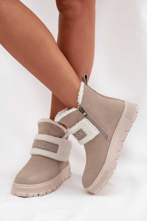 Damen-Schneestiefel aus Naturveloursleder mit Isolierung Lee Cooper LCJ-25-01-3739 in Grau