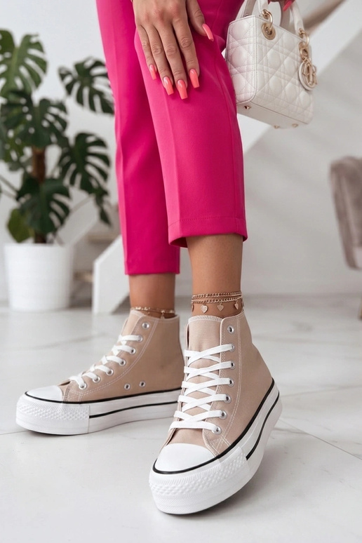 Beige Sneakers über dem Knöchel Piper
