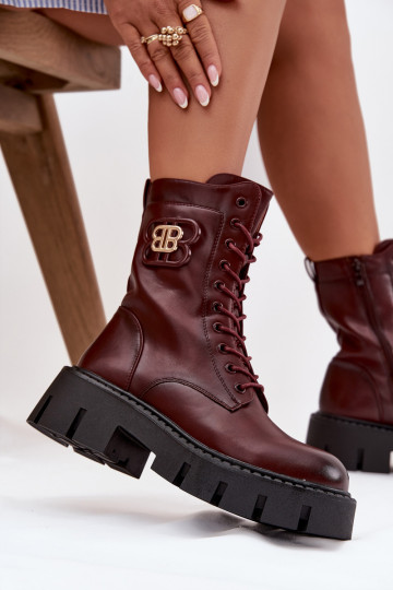 Warme Stiefeletten mit Ornamenten in bordeaux Melisse