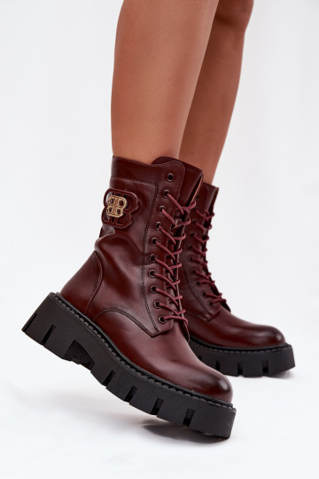 Warme Stiefeletten mit Ornamenten in bordeaux Melisse 2