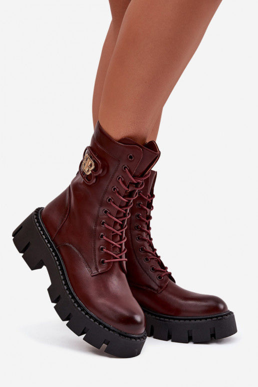 Warme Stiefeletten mit Ornamenten in bordeaux Melisse