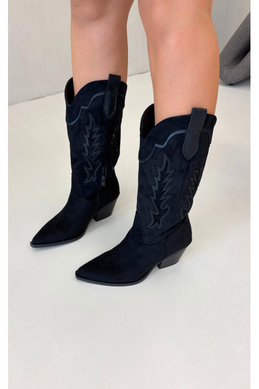 Knöchelhohe Cowboy-Stiefel in schwarz Betina